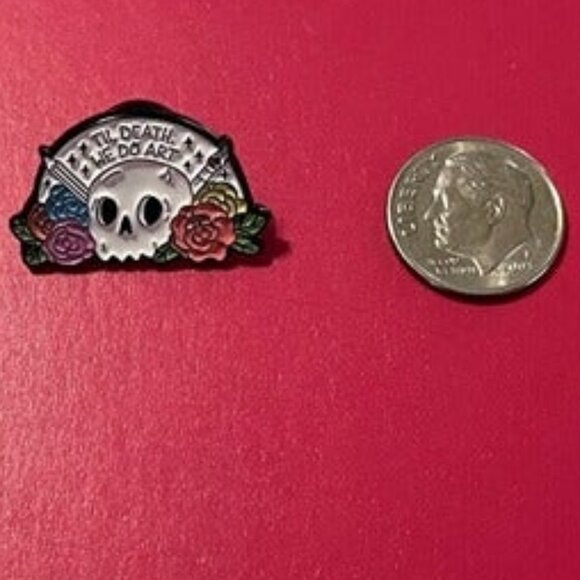 5/$20 Till Death We Do Art Skull Artist Painters Lapel Pin - Picture 2 of 4